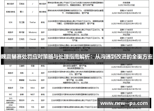 魏震禁赛处罚应对策略与处理指南解析：从沟通到改进的全面方案